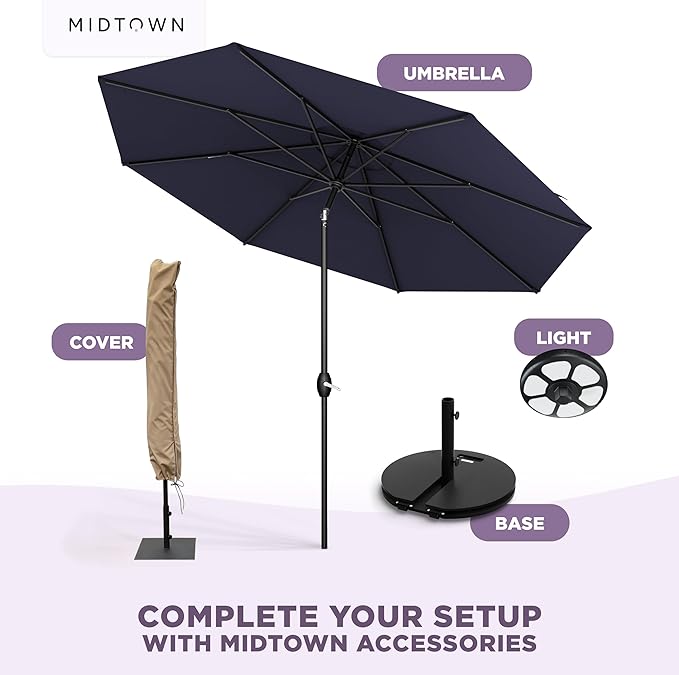 Midtown Umbrellas The Lean Patio Umbrella (Terylast Fabric - Navy, 10 Foot)