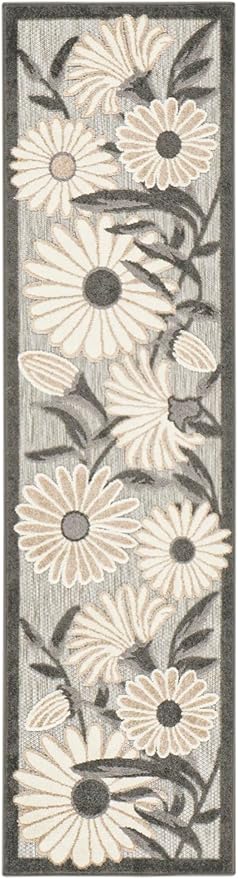 Nourison Home Aloha Beige 2'3" x 12' Area Rug - Easy Clean, Non Shedding, Bed Room, Living Room, Dining Room, Kitchen (12' Runner)