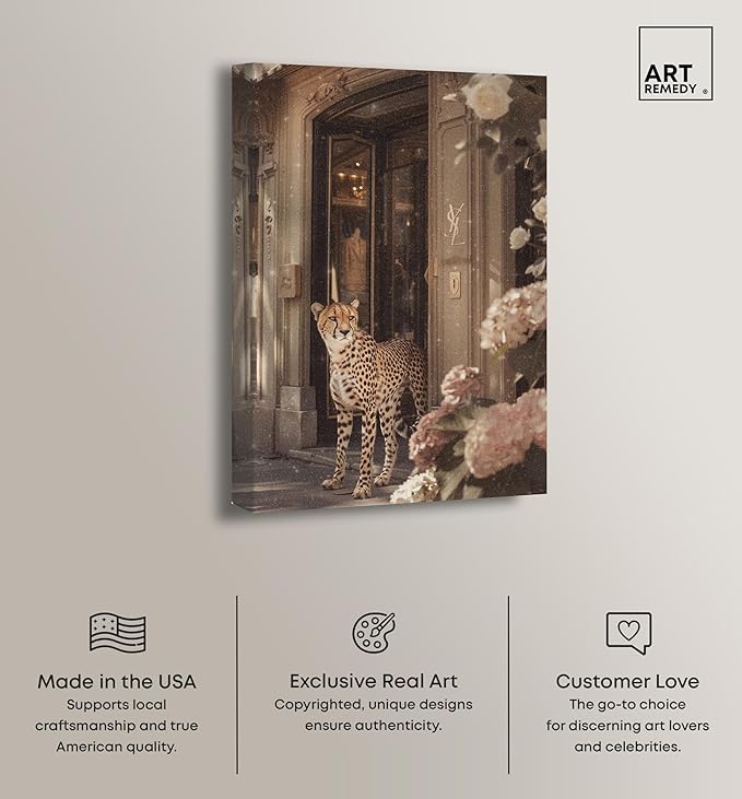 Art Remedy Cheetah at the Store Canvas Fashion Designer Wall Art, Gallery Wrapped, 30" x 45"