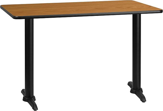 Flash Furniture 30'' x 48'' Rectangular Natural Laminate Table Top with 5'' x 22'' Table Height Bases