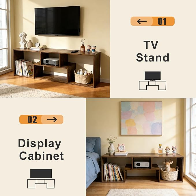 Lightdot TV Stand for TVs up to 55'', Modern Entertainment Center with Storage Open Shelf Large capacity for collection, Media Table TV Console for Living Room/Bedroom/Sofa Cabinet,Easy Assembly-Amber