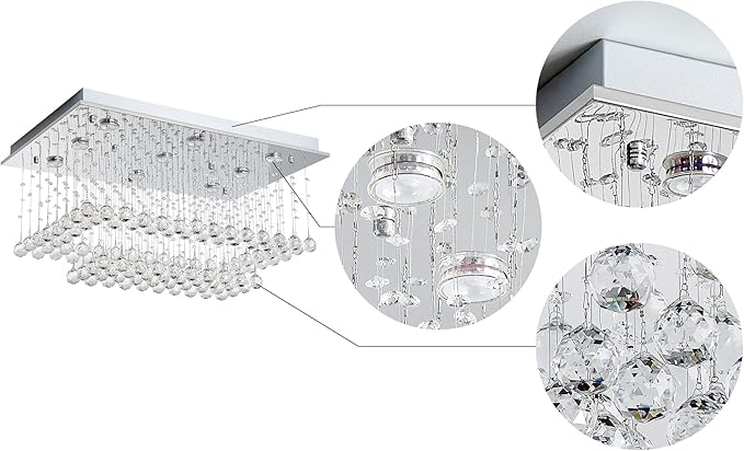 Saint Mossi K9 Crystal Chandelier Light Fixture with 9 Lights and 2-Tier,Modern Flush Mount Ceiling Light Fixtures Modern Chandelier for Bedroom,Dining Room,Livingroom,L32 x W20 x H16