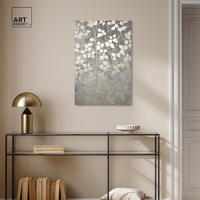 Art Remedy Silvery Gray Garden Canvas Elegant Floral Wall Art, Gallery Wrapped, 20" x 30"