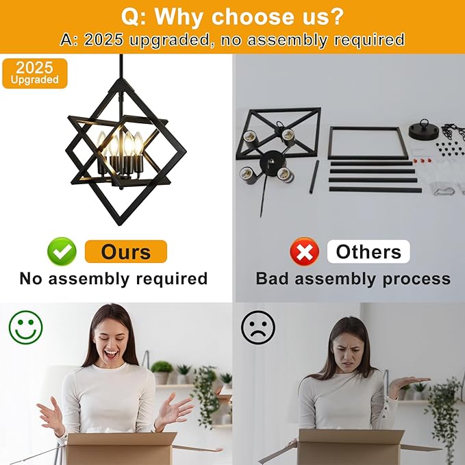 18" Modern Pendant Lights Kitchen Island, 4-Light Matte Black Farmhouse Pendant Light Fixtures, Industrial Hanging Pendant Lights Fixture for Kitchen Island Dining Room Bedroom Hallway Foyer Entryway