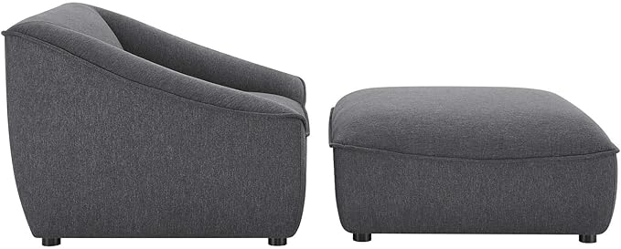 Modway Comprise Fabric Upholstered Sectional, 2-Piece Set, Charcoal