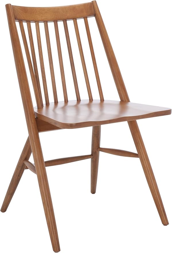SAFAVIEH Home Collection Wren Walnut Brown Windsor Spindle Solid Wood Dining Chair Set of 2 (Fully Assembled)