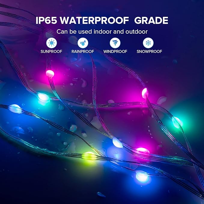 BTF-LIGHTING WS2812B IC RGB Pebble Pixel Seed String Roll Individual Addressable Chasing Color Smart Fairy String Light PVC Wire 2Pack 65.6FT 200LED DC12V for Christmas Decor(No Adapter or Controller)