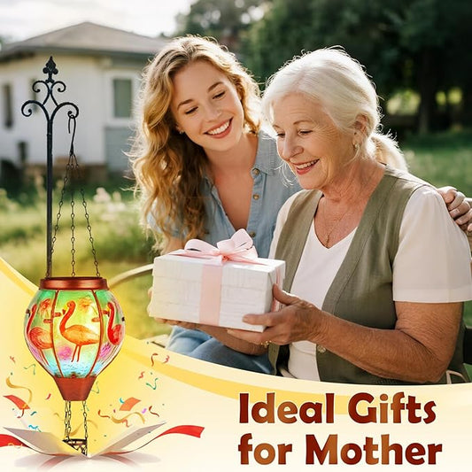 Flamingo Solar Hot Air Balloon Lantern,Outdoor Decor with Flame Lights Waterproof, Hanging for Garden Yard Lawn Patio, Unique Gifts for Women Mom Grandma Gardener for Mother'Day Christmas