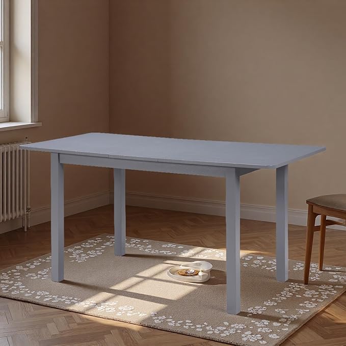 Dining Table, Extendable Kitchen Room Table for 4-8 People, 48"-59.8" Wooden Rectangle Expandable Table, Space Saving Modern House Dining Surface for Home Living Room Office, Dark Gray