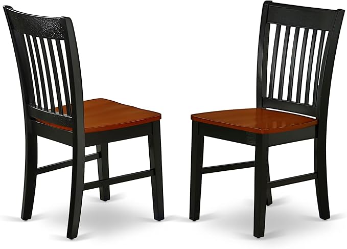 East West Furniture ANNO3-BCH-W 3 Piece Kitchen Table & Chairs Set Contains a Round Dining Room Table with Pedestal and 2 Solid Wood Seat Chairs, 36x36 Inch, Black & Cherry