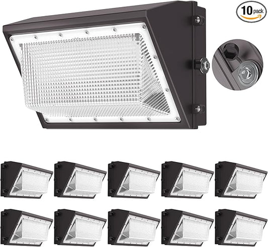 AIKVSXER 10 Pack 160W LED Wall Pack Light, Dusk to Dawn Photocell, 25,600LM 6000K Exterior Wall Packs, IP65 LED Wall Packs Outside Lighting [Eqv. 1000W HPS/HID] for Parking Lot, Yard AC120-277V