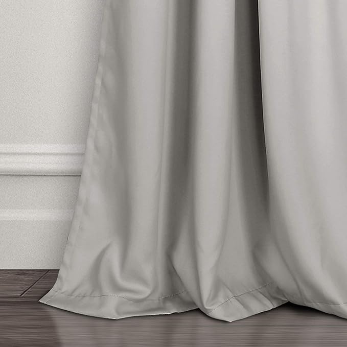 Lush Decor Insulated Grommet Blackout Window Curtain Panels, Pair, 52" W x 84" L, Light Gray - Classic Modern Design - Chic Window Decor - Long Curtains For Living Room, Bedroom, Or Dining Room