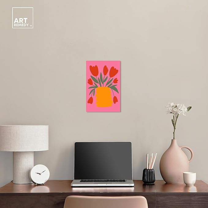 Art Remedy Bright Romantic Tulips Canvas Boho Colorful Wall Art, Gallery Wrapped, 10" x 15"