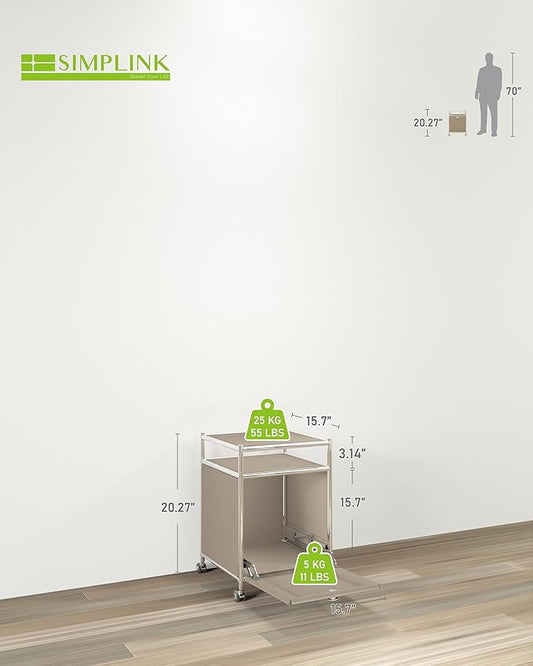 Elegant Matte Storage Cart with 22.8" Height - Perfect Side Table, Night Stand - Large Capacity with Flap Door, Detachable Wheels - Ideal for Home, Office, Bedroom, Kitchen (Taupe)