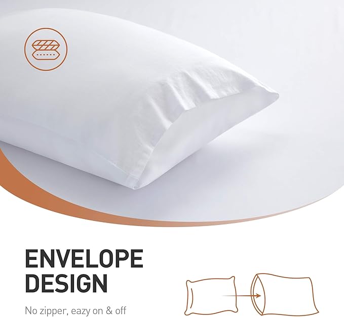 Acanva Bed Pillows for Sleeping 2 Pack, Premium Plush Fiber with Removable Breathable Cover Skin-Friendly, Standard, White