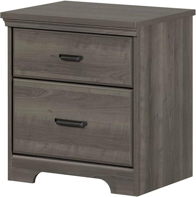 South Shore Versa 2-Drawer Nightstand Gray Maple, Traditional