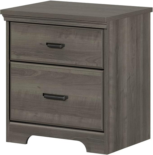 South Shore Versa 2-Drawer Nightstand Gray Maple, Traditional