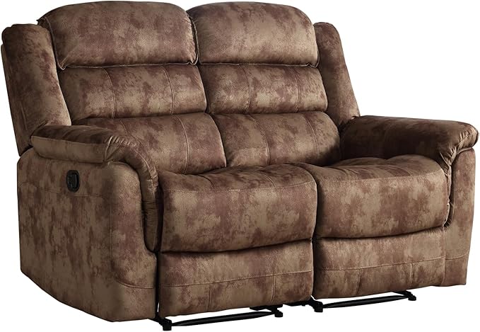 EBELLO Loveseat Recliner Sofa for Living Room, Extra Wide Modern Overstuffed 2 Seat Reclining Sofa Chair, Breathable Fabric Dual Manual Recliner, Brown