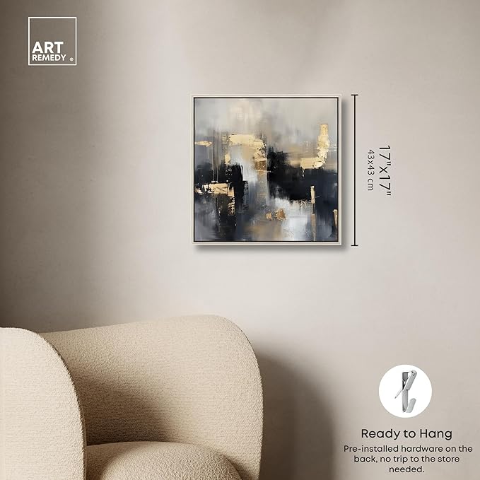 Art Remedy Daring Canvas Colorful Abstract Wall Art, Silver Frame, 16" x 16"