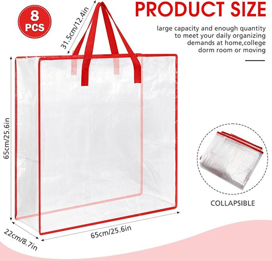 8 Pcs Clear Wreath Storage Bags 26 Inch St. Patrick's Garland Container Door Garland Holiday Wreath Storage Holder with Handle and Zipper Heavy Duty Plastic Packing Totes(Red)