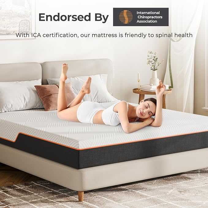 Vesgantti Twin Mattress, 8 Inch Gel Memory Foam Mattress Twin Size with Comfort Foam for Pressure Relief & Cool Sleep & Body Support, Made in USA, Medium Feel Bed in a Box, White