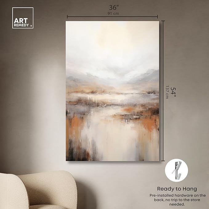 Art Remedy Natural Cascades Canvas Muted Abstract Wall Art, Gallery Wrapped, 36" x 54"