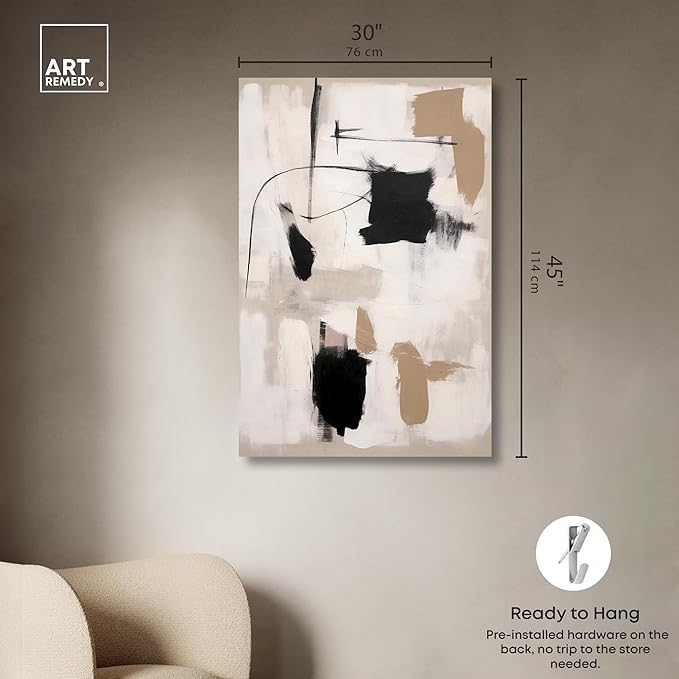 Art Remedy Strings in Abstraction Canvas Muted Abstract Wall Art, Gallery Wrapped, 30" x 45"
