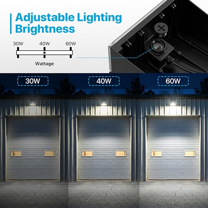 LED Wall Pack Light - 30W/40W/60W - 𝟏𝟐𝟎𝐕 3000K Porch Light Not Disturbing Neighbors - Full Cut Off Down Lights Outdoor - Dusk to Dawn Security Lights for House Garage Entryway Patio Driveway