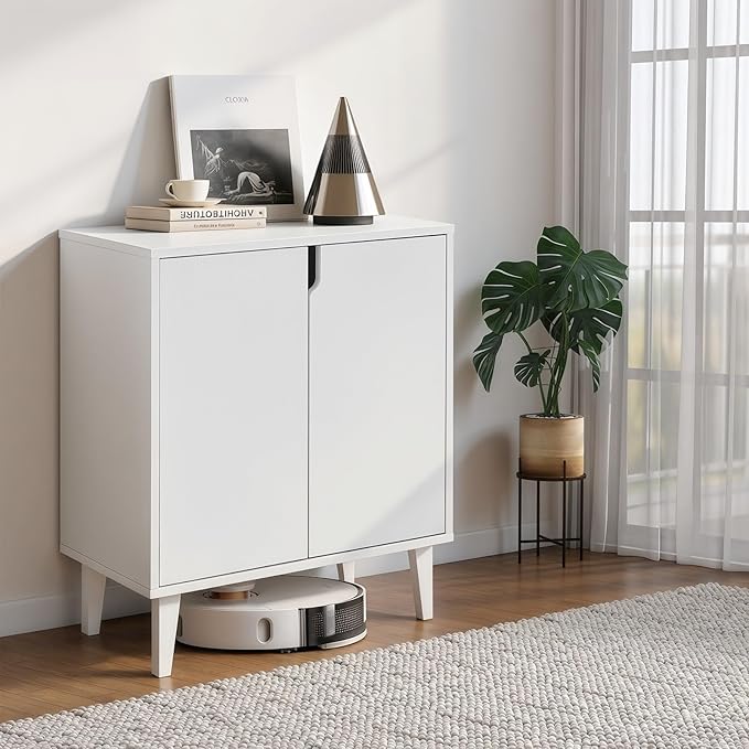 Panana White Coffee Bar Cabinet, Farmhouse Kitchen Sideboard Buffet Storage Cabinet White Accent Sideboard Buffet Cabinet for Kitchen, Dining Room, Living Room, Hallway