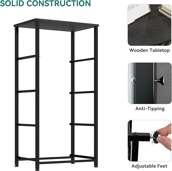 YITAHOME Storage Tower with 4 Drawers - Black Fabric Dresser, Organizer Unit for Living Room, Closets - Sturdy Steel Frame, Easy Pull Fabric Bins & Wooden Top