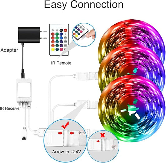 DAYBETTER LED Strip Lights 300 ft, Smart Light with App Remote Control, RGB LED Lights for Bedroom, Music Sync Color Changing for Room Home Decor Party Festival Halloween, Christmas (3 Rolls)