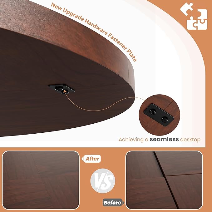 IDEALHOUSE 47" Round Dining Table, Kitchen Table for 4-6 People, Circle Tables with Sturdy Pedestal Base, Space Saving Dinning Room Furniture for Living Room, Kitchen, Apartment, Walnut