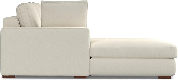 SIMPLIHOME Charlie Left-Facing Sectional Sofa in 100% Recycled Polyester Tightly Woven Performance Fabric, Cream, 122-inches Wide, Handcrafted Contemporary Style L-Shaped Couch with Chaise