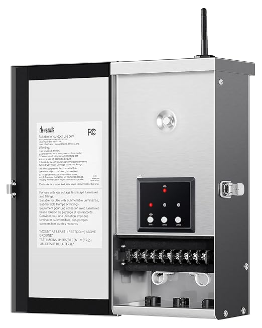 DEWENWILS 300W Wi-Fi Low Voltage Landscape Transformer with 3 Zones, 2.4Ghz Smart Low Voltage Transformer for Outdoor Lights, 120V AC to 12V/14V AC, Compatible with Alexa & Google Assistant
