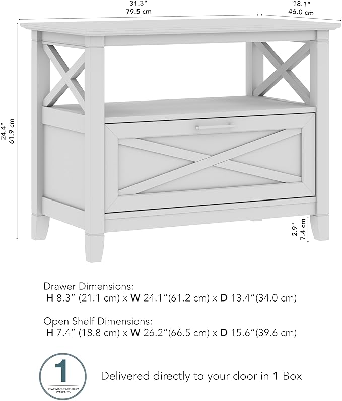Bush Home 32-inch Nightstand with Drawer, Bedroom Furniture, Key West Collection, Washed Gray