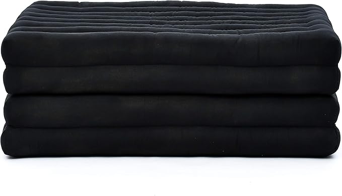 Leewadee Trifold Mattress Standard – Comfortable Thai Massage Pad, Foldable Floor Mattress Filled with Kapok, Perfect to Use as a Sleeping Mat 79 x 28 inches, Black