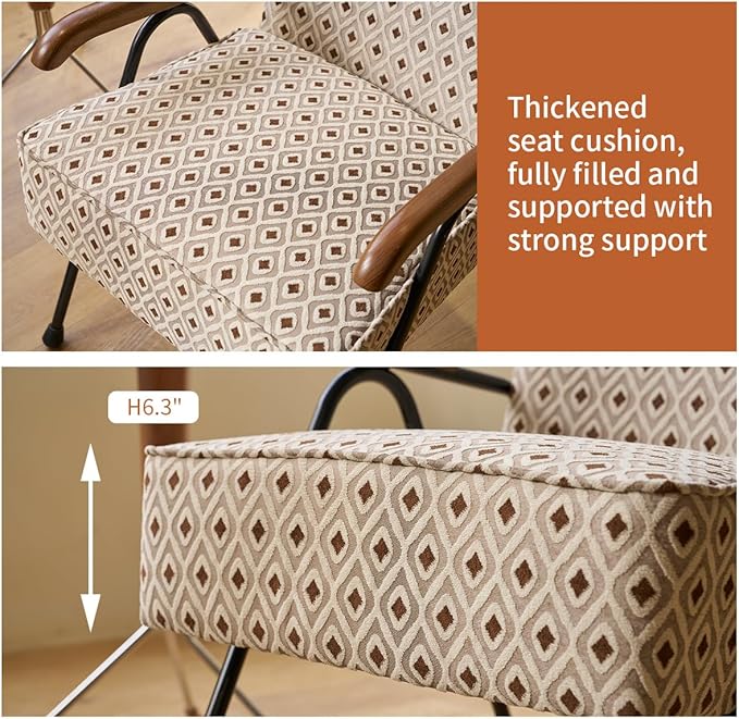 HAZO Fabric Armchair, Modern Accent Chair High Back, Living Room Chairs with Metal Legs and Soft Padded, Sofa Chairs for Home Office,Bedroom,Dining Room (Pattern)