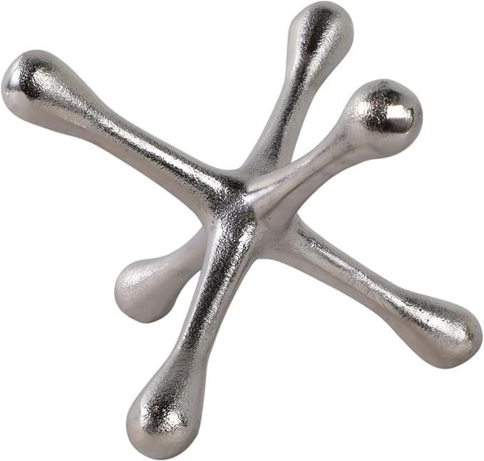 Modern Jacks Sculpture Coffee Table Decor for Living Room – Metal Modern Decorative Accent for Table Top & Shelf – Indoor Home Decor, Stylish Tabletop Accessories Accent Piece – 6", Silver