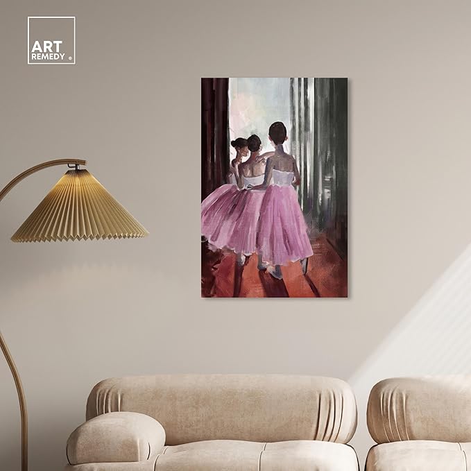Art Remedy Little Girls Ballerinas Canvas Classic Vintage Wall Art, Gallery Wrapped, 24" x 36"