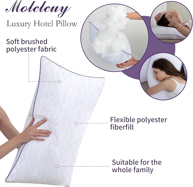 MOLCLCUY Bed Pillows King Size Set of 2,Hotel Collection Pillow for Side and Back Sleepers,Super Soft Down Alternative Microfiber Filled