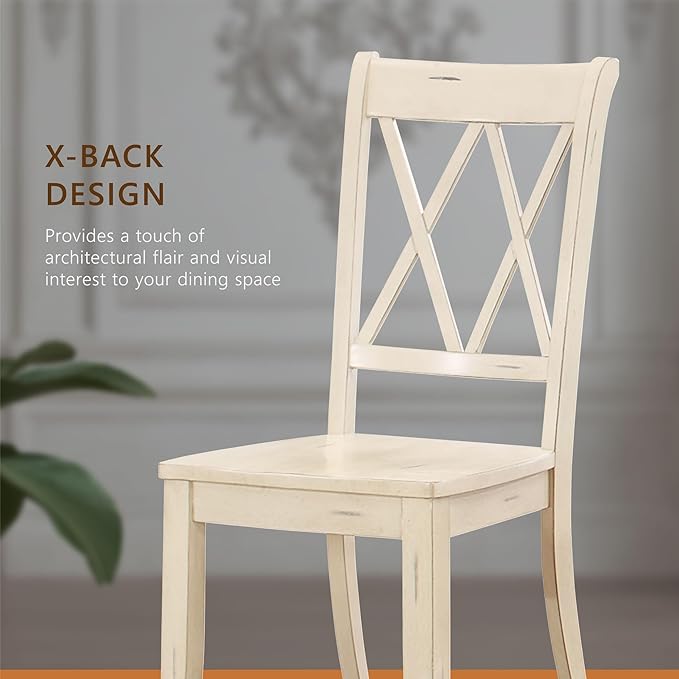 Homelegance Janina Dining Room Chairs Set of 2, Modern Farmhouse Dining Chairs Set of 2, Solid Wood, X Cross Back, Traditional Modern Ranch Style Kitchen For Table, Armless, Easy Assembly, White