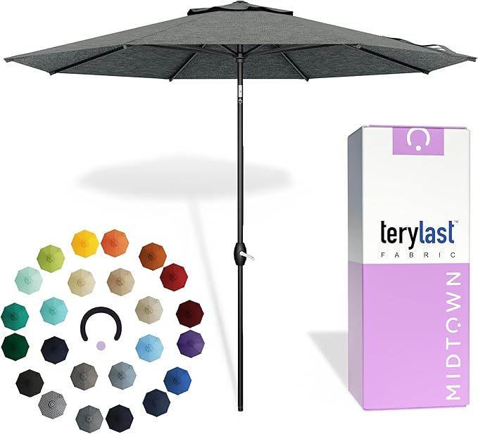 Midtown Umbrellas The Lean Patio Umbrella (Terylast Fabric - Greige, 10 Foot)