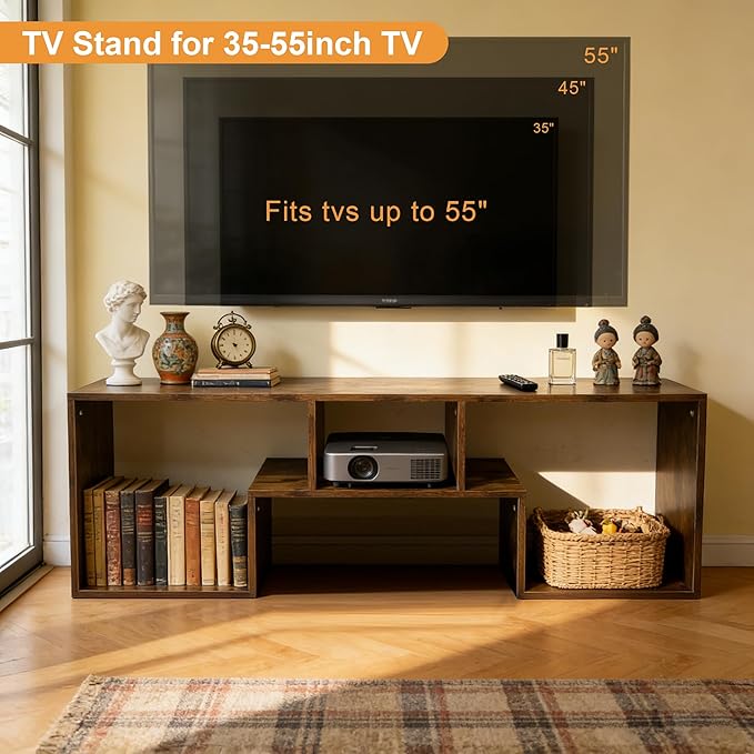 Lightdot TV Stand for TVs up to 55'', Modern Entertainment Center with Storage Open Shelf Large capacity for collection, Media Table TV Console for Living Room/Bedroom/Sofa Cabinet,Easy Assembly-Amber