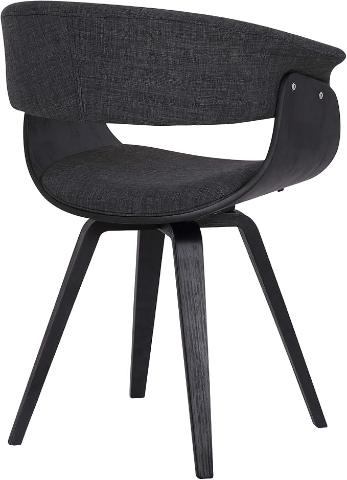 Armen Living Summer Contemporary Dining Chair in Black Brush Wood Finish and Charcoal Fabric - Set of 4