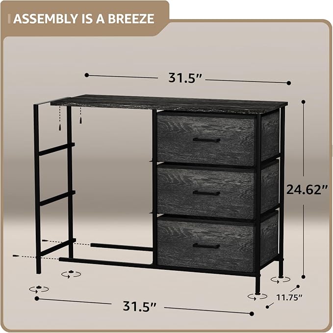 Sorbus Dresser with 6 Faux Wood Drawers - Chest Organizer Unit with Steel Frame Wood Top & Handle Easy Pull Fabric Bins for Clothes - Storage Furniture for Bedroom, Hallway, Living Room & Closet