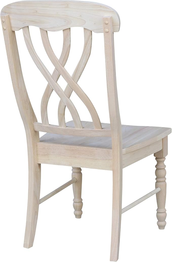 IC International Concepts Latticeback Wooden Chairs, Set of 2, Perfect for Dining Room and Kitchen Furniture - Unfinished