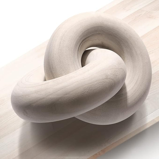Round Coffee Table Wood Knot Decor, Shelf Decor, Wooden Chain Link Decor, Coffee Table Decor, Boho Home Decorations for Living Room, Farmhouse Dining Table Decor