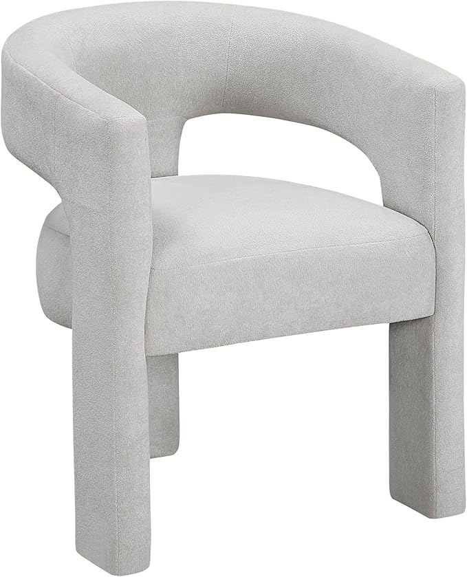 Lexicon Modern Boucle Upholstered Dining Chairs Set of 2, Curved Backrest Accent Chair with Plywood Frame and Plush Seat, for Dining Room, Home Office, No Assembly Required, Light Grey