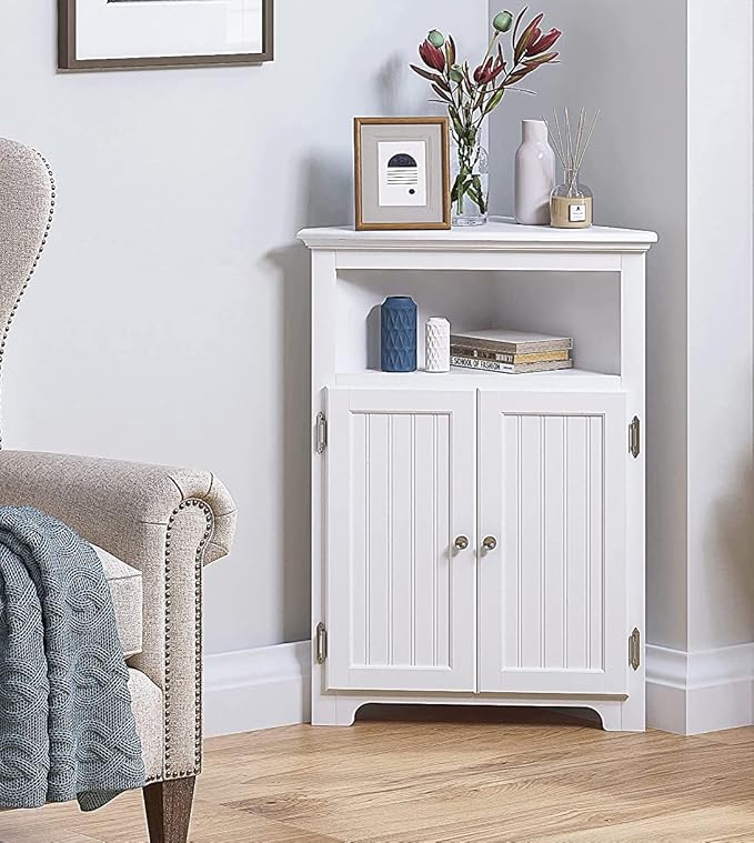 UTEX Bathroom Corner Storage Cabinet, Small Floor Corner Cabinet with Doors and Adjustable Shelves, Freestanding Narrow Storage Organizer for Bathroom, Kitchen, Living Room, White | Floor Corner Cabinet, Doors, Adjustable Shelves, Freestanding, Narrow ...
