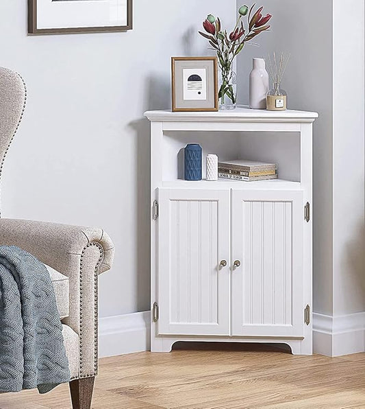 UTEX Bathroom Corner Storage Cabinet, Small Floor Corner Cabinet with Doors and Adjustable Shelves, Freestanding Narrow Storage Organizer for Bathroom, Kitchen, Living Room, White | Floor Corner Cabinet, Doors, Adjustable Shelves, Freestanding, Narrow ...